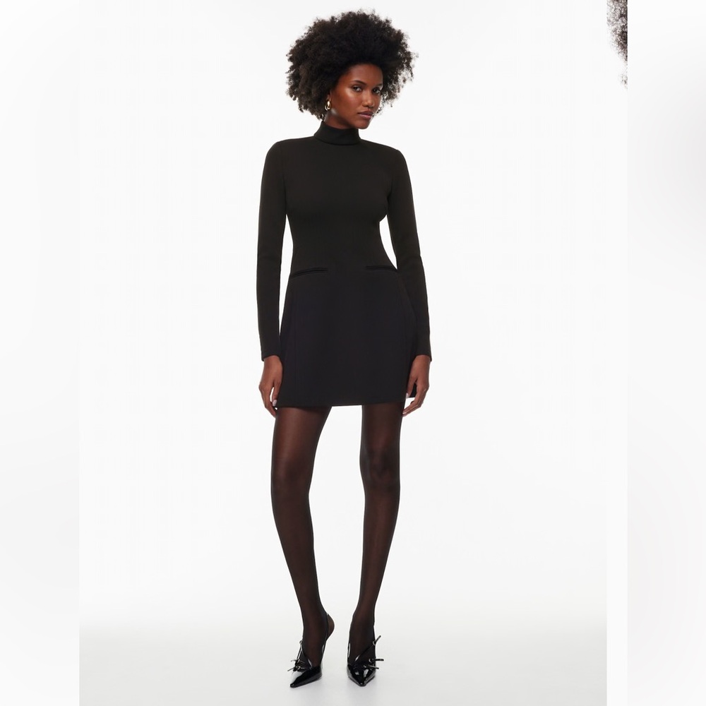 Aritzia Babaton Black Mockneck Hourglass Hugging Mini Dress (Size 2)